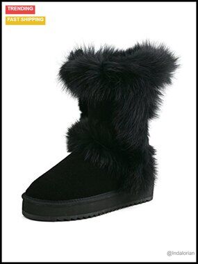 Waterproof Genuine Suede Platform Boots Furry Winter Fur Lined Snow Boots